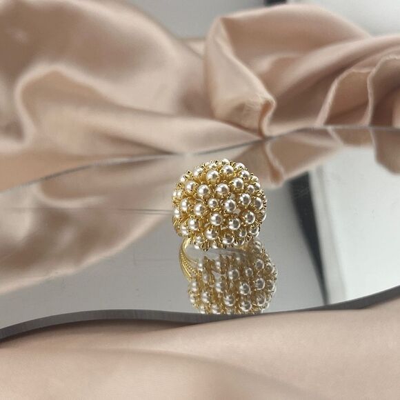 Golden Blossom Pearl Cluster Ring - Picture 10 of 10